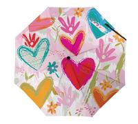 Hearda Parapluie Pliant Manuel,Motif Coeur d'amour 3D Parapluie Coupe Vent 8 Côtes Parapluie de Voyage Anti UV Parapluie Résistant au Vent Imperméable pour Homme Femme Enfant (Dessin animé)