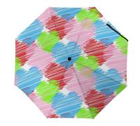 Hearda Parapluie Pliant Manuel,Motif Coeur d'amour 3D Parapluie Coupe Vent 8 Côtes Parapluie de Voyage Anti UV Parapluie Résistant au Vent Imperméable pour Homme Femme Enfant (Graffiti)
