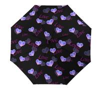 Hearda Parapluie Pliant Manuel,Motif Coeur d'amour 3D Parapluie Coupe Vent 8 Côtes Parapluie de Voyage Anti UV Parapluie Résistant au Vent Imperméable pour Homme Femme Enfant (Coeur d'amour Violet)