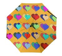 Hearda Parapluie Pliant Manuel,Motif Coeur d'amour 3D Parapluie Coupe Vent 8 Côtes Parapluie de Voyage Anti UV Parapluie Résistant au Vent Imperméable pour Homme Femme Enfant (Coloré)