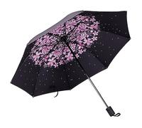 Hearda Parapluie Pliant Manuel, Motif Fleurs de Cerisier Parapluie Coupe Vent 8 Baleines Parapluie de Soleil Léger et Compact Parapluie Résistant au Vent Parapluie de Voyage (Fleurs de Cerisier)