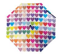 Hearda Parapluie Pliant Manuel, Style Coloré Parapluie Coupe Vent 8 Côtes Parapluie de Voyage Anti UV Parapluie Résistant au Vent Imperméable Compact pour Homme Femme Enfant (Coeur d'amour)