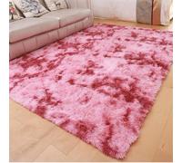 Hearda Tapis Chambre Poil Long Shaggy, Tapis Salon Shaggy Tie Dye Moderne Moquette Salon Poil Long Moelleux Doux avec Fond Antidérapant pour Intérieur Chevet Canapé (Rouge A,90x160cm)