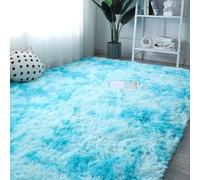 Hearda Tapis Chambre Poil Long Shaggy, Tapis Salon Shaggy Tie Dye Moderne Moquette Salon Poil Long Moelleux Doux avec Fond Antidérapant pour Intérieur Chevet Canapé (Bleu Ciel C,120x160cm)