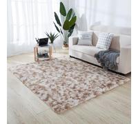 Hearda Tapis Chambre Poil Long Shaggy, Tapis Salon Shaggy Tie Dye Moderne Moquette Salon Poil Long Moelleux Doux avec Fond Antidérapant pour Intérieur Chevet Canapé (Couleur Camel B,120x200cm)