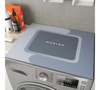 Hearda Tapis de Dessus de Machine à Laver, Tapis de Dessus de Machine Laver Antidérapant Imprimé Floral, Housse de Protection Machine à Laver 60x60cm pour Sèche (50x60cm,Bleu Gris)