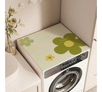 Hearda Tapis de Dessus de Machine à Laver, Tapis de Dessus de Machine Laver Antidérapant Imprimé Floral, Housse de Protection Machine à Laver 60x60cm pour Sèche (60x60cm,Fleur Verte)