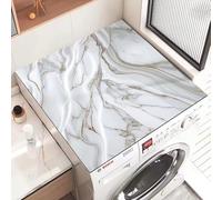 Hearda Tapis de Dessus de Machine à Laver, Tapis de Dessus de Machine Laver Antidérapant Marbre, Housse de Protection Machine à Laver 60x60cm pour Sèche (50x80cm,Marbre Blanc)