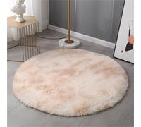Hearda Tapis de Salon à Poils Rond Longs Modernes, Teinture par Nouage Tapis Rond Chambre Antidérapant Confortable, Carpet Doux et Moelleux Grand, Carpet Shaggy pour Chambre Salon (Camel,40cm)