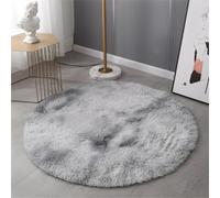 Hearda Tapis de Salon à Poils Rond Longs Modernes, Teinture par Nouage Tapis Rond Chambre Antidérapant Confortable, Carpet Doux et Moelleux Grand, Carpet Shaggy pour Chambre Salon (Gris,100cm)