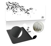 Hearda Tapis de souris 3D élégant Sakura - Avec fond en caoutchouc antidérapant - Bords cousus - Pour le bureau, la maison - Blanc - 600 x 300 x 3 mm