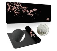 Hearda Tapis de souris 3D élégant Sakura - Fond en caoutchouc antidérapant - Bords cousus - Pour le bureau, la maison - Rouge rose - 1200 x 600 x 3 mm