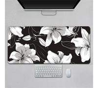 Hearda Tapis de Souris XXL/XL/L, 3D Art Floral élégant Tapis de Souris Gamer, Tapis Souris avec Bords Cousus, Tapis de Souris en Base Antidérapante,Convient Gaming (Noir,800x300x3mm)