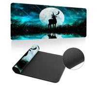 Hearda Tapis de Souris XXL/XL/L, 3D Mer d'élan Tapis de Souris Gamer, Tapis Souris avec Bords Cousus, Tapis de Souris en Base Antidérapante, Convient pour Gaming (800x300x3mm,Élan)