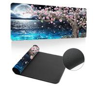 Hearda Tapis de Souris XXL/XL/L, 3D Mer d'élan Tapis de Souris Gamer, Tapis Souris avec Bords Cousus, Tapis de Souris en Base Antidérapante, Convient pour Gaming (900x400x3mm,Cerisiers en Fleurs)