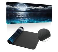 Hearda Tapis de Souris XXL/XL/L, 3D Mer d'élan Tapis de Souris Gamer, Tapis Souris avec Bords Cousus, Tapis de Souris en Base Antidérapante, Convient pour Gaming (900x400x3mm,Océan)