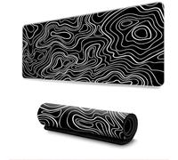 Hearda Tapis de Souris XXL/XL/L, Lignes Classiques Tapis de Souris Gamer, Tapis Souris avec Bords Cousus, Tapis de Souris en Base Antidérapante,Convient pour Gaming,Maison (Noir 1,900x400x3mm)