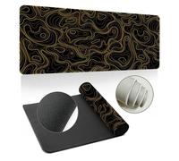 Hearda Tapis de Souris XXL/XL/L, Lignes de Fluides Multicolores Tapis de Souris Gamer, Tapis Souris avec Bords Cousus, Tapis de Souris en Base Antidérapante,Convient pour Gaming (900x400x3mm,Or)