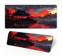 Hearda Tapis de Souris XXL/XL/L, Paysage de Soleil Rouge Tapis de Souris Gamer, Tapis Souris avec Bords Cousus, Tapis de Souris en Base Antidérapante,Convient pour Gaming (Rouge 6,600x300x3mm)