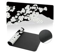 Hearda Tapis de Souris XXL/XL/L, Sakura Japonais Tapis de Souris Gamer, Tapis Souris avec Bords Cousus, Tapis de Souris en Base Antidérapante,Convient pour Gaming (Gris,600x300x3mm)