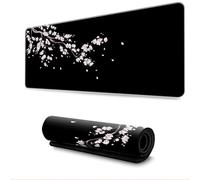 Hearda Tapis de Souris XXL/XL/L, Sakura Noir 3D Tapis de Souris Gamer, Tapis Souris avec Bords Cousus, Tapis de Souris en Base Antidérapante,Convient pour Gaming,Maison (Blanc,600x300x3mm)