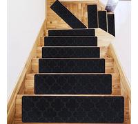 Hearda Tapis Escalier, Antidérapant Tapis Escalier Marche Lot de 15, Muet Moquette Escalier Couvre Marche Escalier Tapis d'Escalier Autocollants Carpette pour Enfants, Aîné, Appartement (15 pc,Noir2)