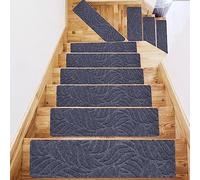 Hearda Tapis Escalier, Antidérapant Tapis Escalier Marche, Muet Moquette Escalier Couvre Marche Escalier Tapis d'Escalier Autocollants Carpette pour Enfants, Aîné (10PCS,Feuilles Gris foncé)