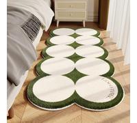 Hearda Tapis Poil Court Moderne, Tapis Moelleux Imitation Cachemire Chambre Salon avec Fond Antidérapant Style Polka Dot Moquette Doux Lavable pour Salle à Manger (Vert Gazon + Blanc,80x200cm)