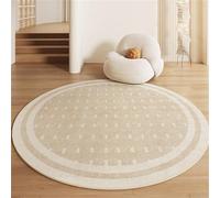 Hearda Tapis Rond de Géométrique Beige Simple, 60-140cm Tapis Chambre avec Bords Cousus, Antidérapant Doux Rugs Chambre, Lavable Rug de Salon, pour Bureau L'intérieur (Kaki,100cm)