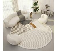 Hearda Tapis Rond de Lignes Style Simple, 60/80/100/120/140cm Tapis Chambre avec Bords Cousus, Antidérapant Doux Rugs Chambre, Lavable Rug de Salon, pour Bureau L'intérieur (Beige Brun,140cm)