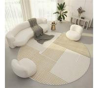 Hearda Tapis Rond de Lignes Style Simple, 60/80/100/120/140cm Tapis Chambre avec Bords Cousus, Antidérapant Doux Rugs Chambre, Lavable Rug de Salon, pour Bureau L'intérieur (Brun,140cm)