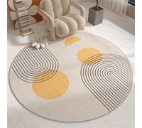 Hearda Tapis Rond de Motifs Nordiques Colorés, 60-120cm Tapis Chambre avec Bords Cousus, Antidérapant Doux Rugs Chambre, Lavable Rug de Salon, pour Bureau L'intérieur (Jaune,100cm)