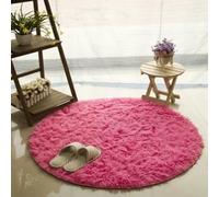 Hearda Tapis Rond de Salon Poil Long Shaggy, Tapis Chambre Shaggy Moderne Moquette Salon Poil Long Moelleux Doux Lavable avec Fond Antidérapant pour Intérieur Chevet Canapé (Rose Rouge,120cm)