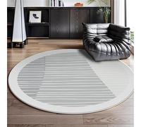 Hearda Tapis Rond de Style Rayures Nordiques Simples, 60-140cm Tapis Chambre avec Bords Cousus, Antidérapant Doux Rugs Chambre, Lavable Rug de Salon, pour Bureau L'intérieur (Gris 8,60cm)