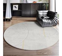 Hearda Tapis Rond de Style Rayures Nordiques Simples, 60-140cm Tapis Chambre avec Bords Cousus, Antidérapant Doux Rugs Chambre, Lavable Rug de Salon, pour Bureau L'intérieur (Gris 7,140cm)