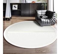 Hearda Tapis Rond de Style Rayures Nordiques Simples, 60-140cm Tapis Chambre avec Bords Cousus, Antidérapant Doux Rugs Chambre, Lavable Rug de Salon, pour Bureau L'intérieur (Lignes,80cm)