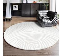 Hearda Tapis Rond de Style Rayures Nordiques Simples, 60-140cm Tapis Chambre avec Bords Cousus, Antidérapant Doux Rugs Chambre, Lavable Rug de Salon, pour Bureau L'intérieur (Gris Clair,80cm)