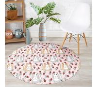 Hearda Tapis Rond Flanelle, Tapis Chambre Antidérapant Moquette Animaux de Dessins Animés, Lavable Moquette de Salon, Feutre Doux pour Bureau, Intérieur (Écureuil Rose,100cm)