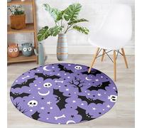 Hearda Tapis Rond Flanelle, Tapis Chambre Antidérapant Moquette Animaux de Dessins Animés, Lavable Moquette de Salon, Feutre Doux pour Bureau, Intérieur (Chauve-Souris Violette,120cm)