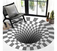 Hearda Tapis Rond, Piège à Illusion 3D Velours Cristal Tapis Chambre, Tapis Chambre Enfant, Antidérapant Lavable Tapis de Salon, Tapis Doux, Convient pour Bureau (100cm,Gris)