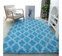 Hearda Tapis Salon Polyvalent,Tapis Chambre Chaleureux, Moquette Doux en Peluche,Moquette Chambre Extra Large Grille Simple Moderne,Rug Lavable pour Decoration Salon,Chevet (Bleu,100x200cm)