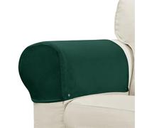 Hearda Velours Lot de 2 Housse Accoudoir Canapé, Antidérapant Housse Accoudoir Fauteuil Élastiques, Protege Extensible Accoudoir Canapé, pour Fauteuils Inclinable, Canapé (Vert)