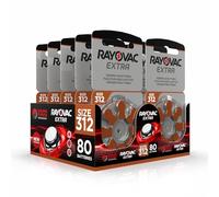 Hearing360 80 Piles pour appareils auditifs Rayovac Extra modèle 312, Longue durée, compatibilité Universelle, sans Mercure (10 blisters de 8 Piles)