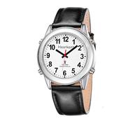 Hearkent Atomic Montre parlante avec grands chiffres et bracelet extensible auto-réglable pour malvoyants ou personnes âgées, Bracelet en cuir, MEN SIZE, Classique