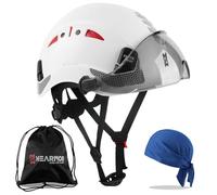 HEARMOR Casque de Chantier avec visière, en 397 - Casque de Travail ventilé pour Adulte - Système à cliquet réglable - Visière fumée - Blanc