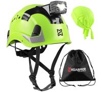 HEARMOR Casque de chantier industriel pour adultes avec lampe frontale à DEL et ABS certifié EN12492, test d'absorption des chocs et de résistance à la pénétration EN397