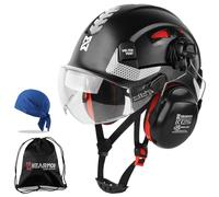 HEARMOR Casque de Protection 3 en 1 avec Protection auditive et visière, certifié en 397, pour travaux forestiers, Construction et Escalade, avec Sac Portable et Insert r