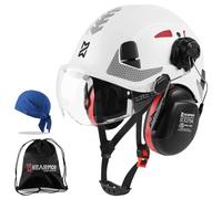 HEARMOR Casque de Protection avec Protection auditive et visière, certifié en 397, Casque de Travail ventilé, Suspension à 6 Points, idéal pour l'industrie et la Construction, Blanc