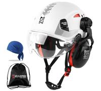HEARMOR Casque de Protection avec Protection auditive et visière, certifié en 397, Casque de Travail ventilé, Suspension à 6 Points, idéal pour l'industrie et la Construction, Blanc