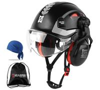 HEARMOR Casque de Protection avec visière et Protection auditive, Casque de Travail ventilé certifié en 397, Suspension à 6 Points, idéal pour l'industrie et la Construction, Noir